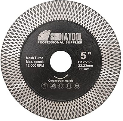 SHDIATOOL Lama per sega diamantata per piastrelle, disco abrasivo da taglio da 125 mm/5 per taglio a secco/umido e rettifica in porcellana piastrelle di ceramica in granito marmo pietra artificiale