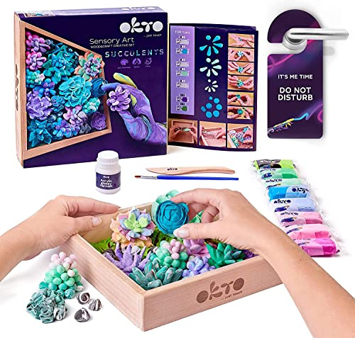Okto Art Kit Tenderness | Succulents Art Set 3D for Home Wall Decor | Craft Kits for Adults UK and Teenagers | Craft Box with Modeling Clay for Succulents | Hobby Kits Succulent DIY Art Gift Kits