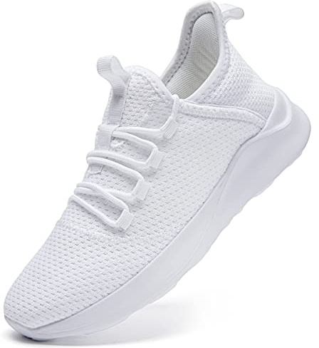 FUJEAK Women Shoes Trainers Running Walking Slip on Women Gym Comfortable Shoes Fitness Outdoor Sports Jogging Sneakers Casual Mesh Lightweight Breathable White Size 7 UK