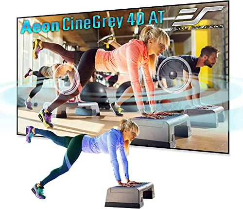 Elite Screens Aeon CineGrey 4D Acoustically Transparent, 125 Diag. 16:9, 4K/8K Ceiling Ambient Light Rejecting (CLR/ALR) Fixed Frame Edge Free Sound Transparent Projector Screen, AR125H-ATD4