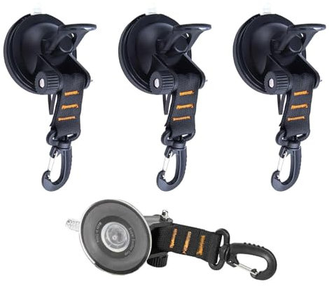 Ricofot Ventosas Camper, 4 Pedazos Ventosas para Coche, Multifuncional Ventosa, con Gancho Ventosa Coche, Ventosas para Cristal Coche Adecuado para Tiendas de Campaña Paseos en Bote Camping Toldos