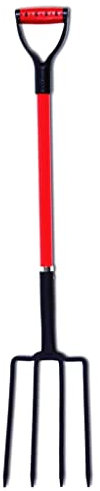 Bricoloco Forca da giardino per frutteto e agricoltura metallica e pvc, 4 plettri martellati, per scavare, arare, rimuovere paglia, letame, erbaccia