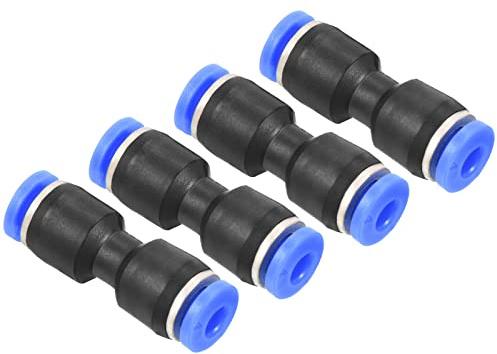 QUARKZMAN 4PCS 4mm Pousser pour Connecter Raccord Noir & Bleu | Droit Pneumatique Rapide Raccord pour Air Compresseur