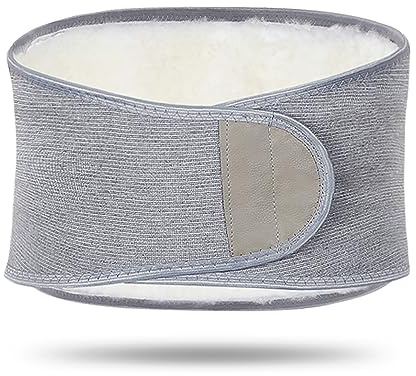 Offtrte Winterverdickte Taillenstütze aus thermischer Naturwolle, Taillenwärmer, Lendenwirbelstützgürtel, gemütlicher warmer Bauchschutz für Frauen und Männer [1 Stück] (L, grau)