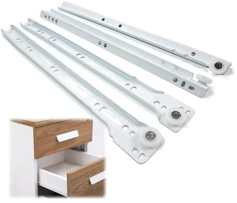 Schubladenauszüge 25cm 30cm 40cm 50cm 55cm Küche Schrank Auszugsschienen, 2 Stück Führungsschiene Mit Rollen Und Teilauszug, Leichtgängige, Teleskopschienen Schwerlastauszügen
