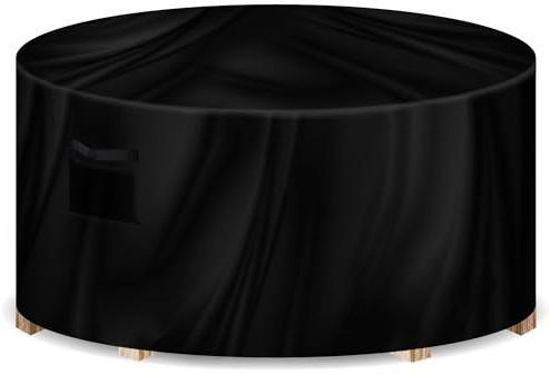 Gracious Garden Furniture Covers Waterproof Round, 190x80cm | Rip-resistant Oxford fabric with PVC lining, UV protection, air vents, 4 buckle straps, drawstring, handles and storage bag.