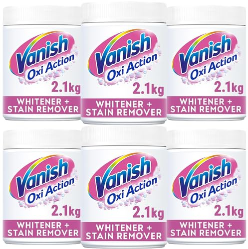 Vanish Oxi Action Laundry Whitener and Stain Remover Powder for Whites 2.1Kg, for Whiter Whites, Bulk Buy, Pack of 6, (Total 12.6kg) (Packaging May Vary)