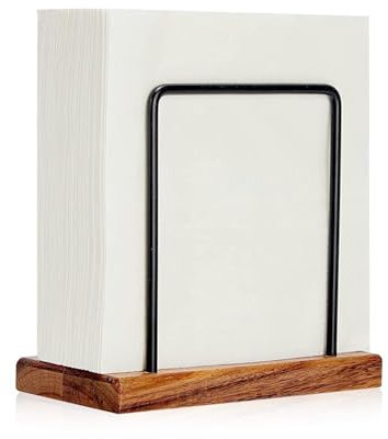 Asfrode Porte-serviettes en bois et métal : distributeur de serviettes en bois et métal pour cuisine, table à manger, pique-nique, mariage, restaurant, etc.