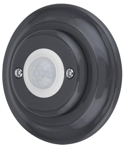 Unterputz Porzellan Retro LED Bewegungsmelder, All-in-One, Serie PR1 dunkelgrau