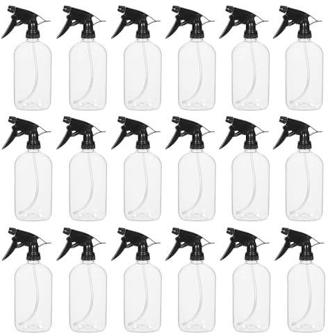 Botella con Pulverizador 500ml. Pack 18 Unidades. Tamaño: 8x11x23 cm. Pulverizadores forma Ovalada de Plástico color Negro. Botella Pulverizadora en Spray para Hostelería, Cuidado de Jardines