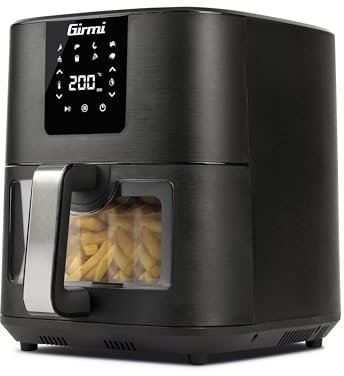 Girmi FG79 Ecofrit 9LFriggitrice ad Aria, 1700 W, 9 Litri XXL, 8 programmi, Display Digitale,BPA/PFOA Safe, Luce interna, Timer, Ricettario incluso, Nero Opaco