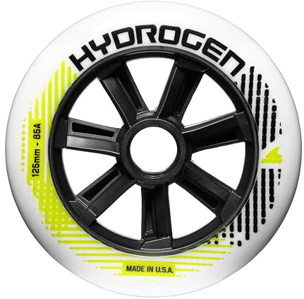 Rollerblade Unisex – Erwachsene HYDROGEN 125/85A (6PCS) 6 Inline Skate Rollen, Weiss, 125mm/85A