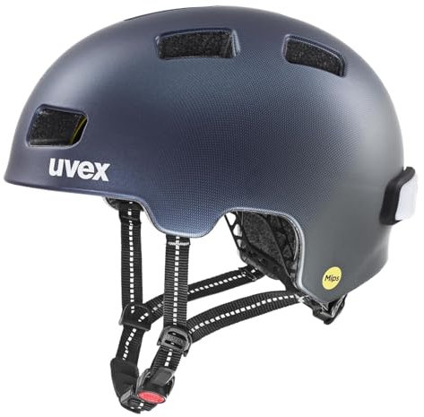 uvex City 4 MIPS - Leichter Fahrradhelm für Damen und Herren - MIPS-Sysytem - inkl. LED-Licht - deep Space matt - 55-58 cm