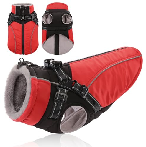 KONVINIT Hundemantel Winter Warm mit Geschirr Reflektierende Winterjacke xs