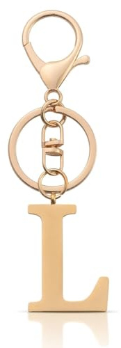 BIRLOZA Porte clés pour femme porte clés de voiture avec initiales lettres dorées cadeau pour femme(L)