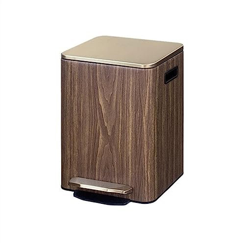 PLMNBQWE Pattumiera 9L/12L/15L Pattumiera da Cucina a Pedale Pattumiera in Finto Legno Pattumiera in Acciaio Inox Pattumiera da Interno Pattumiera da Bagno (C)