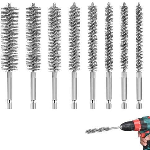 8 PCS Stainless Steel Wire Brush Set for Drill | Small Wire Brush, Hex Shank Handle, for Power Drill Cleaning, Rust Cleaning, Paint Removing