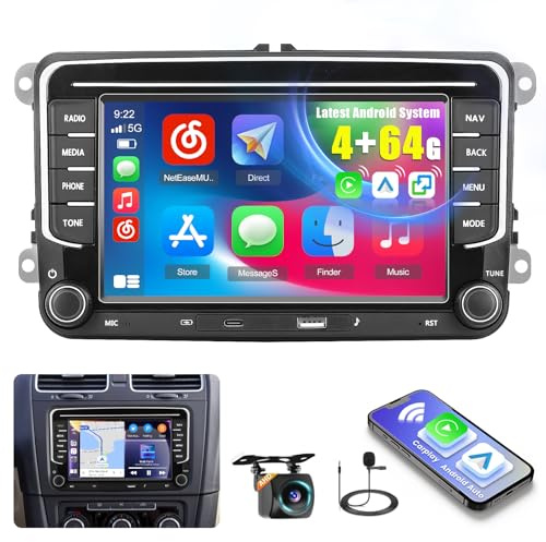 Ohradio 4G+64G Android 15 Autoradio 2 DIN für VW Golf 7 Zoll CarPlay GPS | Auch für VW Tiguan, Caddy, Polo, Touran. Wireless CarPlay, Android Auto, Navi, WiFi, BT, USB-C, Rückfahrkamera, MIC.