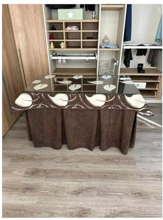 Genérico Ropa Chenilla de Mesa Camilla Rectangular (Chocolate) con 8 Pliegues - Diferentes Medidas - Incluye tapete con Hojas - Falda Mesa Camilla, Ropa Chenilla (120 x 70 cm (72 cm de Alto))