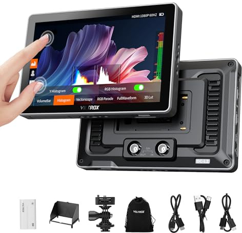 VILTROX DC-L2 7 Monitor da campo SDI, monitor da campo per telecamera touch screen IPS HD 1280x800 con ingresso/uscita HDMI e SDI 4K, 600 nit LUT 3D, Focus Peaking Video Assist,forma d'onda completa