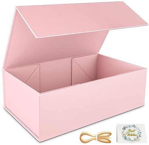1 Packung Geschenkboxen, 24 x 15 x 7,6 cm Geschenkboxen für Geschenke mit Deckel, Magnetverschluss, rechteckig, faltbar, für Trauzeugen, Antragsbox, Hochzeit, Weihnachten, Halloween
