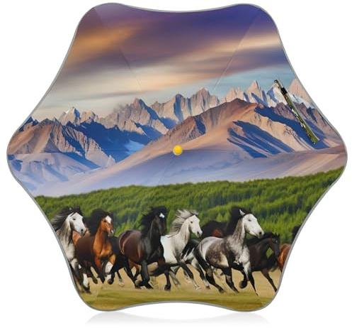 Joitme Parapluie pour enfants en forme de cheval de course à pied, parapluies pour filles, parapluie UV