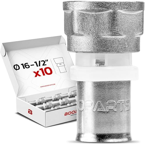 BOOPARTS – 10 Pièces – Manchon Femelle à Sertir Ø16–1/2F(15/21) | Raccord Droit Multicouche Contour TH | Raccord Plomberie Étanche pour Chauffage et Eau Sanitaire