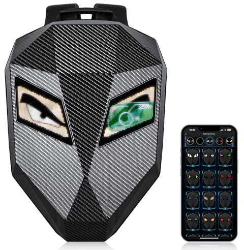 Untrxr Zaino Moto LED Knight Uomo, Custodia Rigida Impermeabile,Resistente all'Usura, Display Programmabile,Zaino per Computer Portatile,Adatto per Moto e Bicicletta（Power Bank Non Incluso）