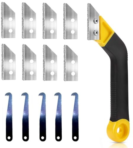 14 pcs Pro Grout Removal Repair Tool Set, Long-handled Scraper, Tapered Scraper and Rake for Tile Floor Cleaning and Repair