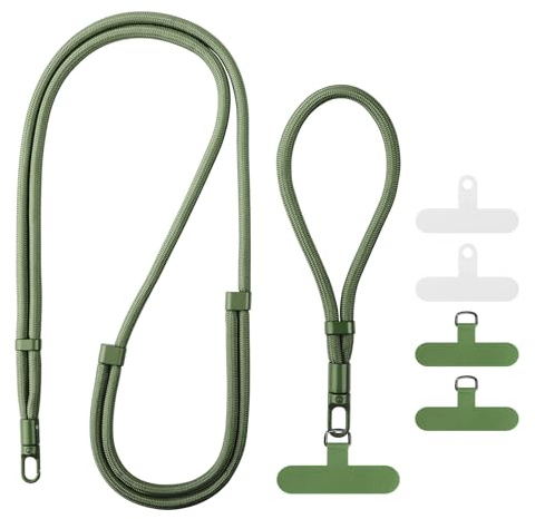 tookala Catena per cellulare universale lunga e corta con cinturino da polso, con 4 pezzi di patch universale, fascia per cellulare combinabile con tutte le custodie, regolabile e rimovibile, Taglia