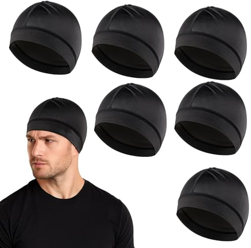 Durag Men - Set di 6 retine per capelli per dormire, da uomo, 17 x 25 cm, per sport, sonno, doccia, parrucchiere