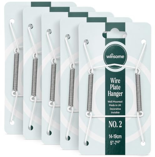 Lot de 5 cintres invisibles pour assiette murale | Supports décoratifs à suspendre au mur (blanc, pour assiette de 14 à 19 cm)