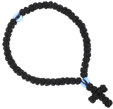 Healvian Schwarzes Handgewebtes Gebetsarmband mit Kreuz Leichtes Langlebiges Religiöses Herren-wristlet für Spirituelle Anlässe und Modisches Gebetsschmuckstück