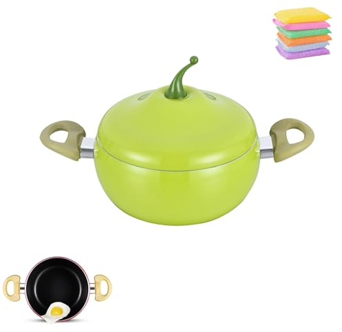 Casseruola in ghisa smaltata con coperchio, pentola antiaderente e pentola multifunzione per pasta, stufati e salse, resistente cocotte di pomodoro, pentole ideali per chef domestici