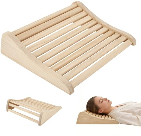 Eirolace Reposacabezas de Sauna de Madera 2 Piezas, Almohada Cervical Ergonómica para Sauna, Soporte de Cabeza de Madera Natural de Cedro, Accesorio de Sauna para Relajación y Confort 37x33x10cm