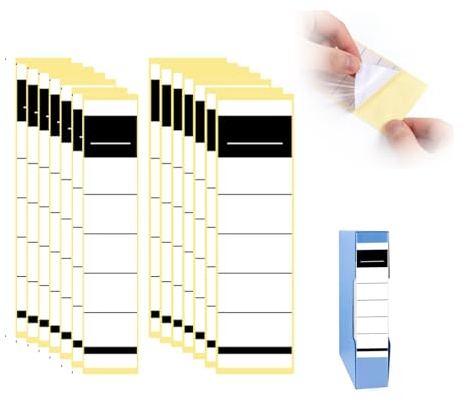 Vexnaro 100 Pezzi Raccoglitori Autoadesivi, Vuoto Etichette Adesive per Faldoni, Compatibili con Stampanti Laser e Inkjet, per Faldoni Ufficio, Archivio, Scuola e Laboratorio