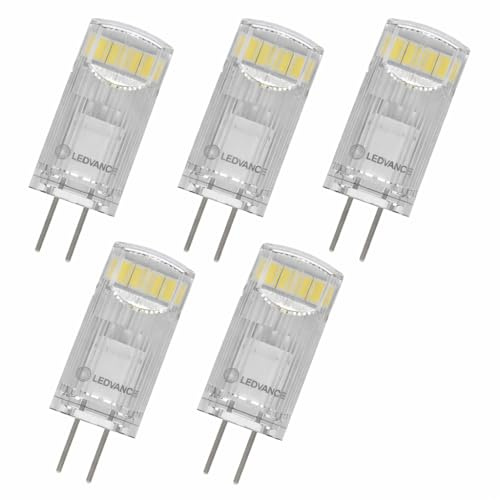LEDVANCE 5x LED PIN G4, 1.5W, Warmweiß 2700K, 200 Lumen, 12V AC/DC, Ersetzt 20W Halogenlampe 5er SPARPACK
