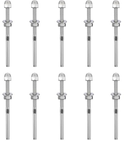 FOMIYES 10pcs Stainless Steel Cable Tensioner Kit for Stair Railing System, Sturdy Swage Cable End Fitting with Attractive Appearance, Suitable for Indoor Deck Railing Applications