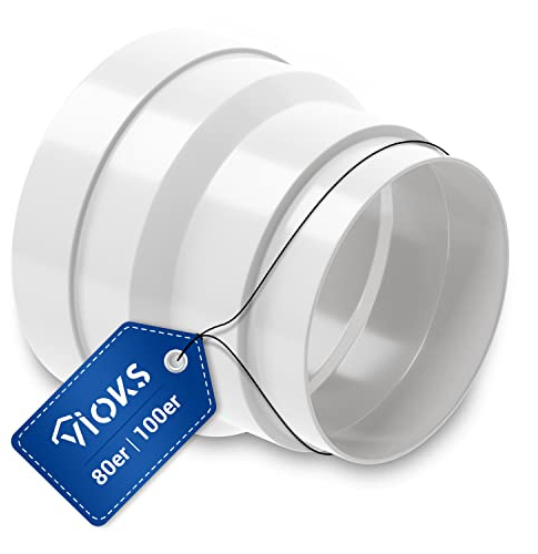 VIOKS Abluftschlauch Adapter für PVC Rohr 80 100 - Reduzierstück für Abluftrohr Dunstabzugshaube, Abluftschlauch Verbinder für Absaugschlauch 80mm