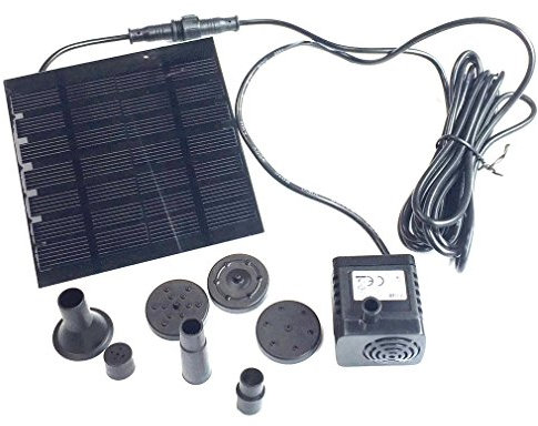 Qiorange Solar-Brunnen Wasserpumpe 180L/H 7V 1.2W Teichpumpe Solarpumpe für Vogel Bad Garten Teich Brunnen (180L/H Solar)