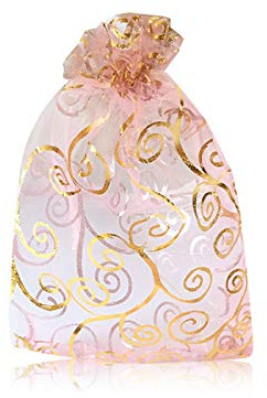 YFZYT 100 Stücke Organzabeutel Organzasäckchen Tunnelzug Geschenktüten Schmuckbeutel für Hochzeit Gunst Taschen Geschenk - 10x15 cm/3.94x5.91 zoll, Rosa Gold
