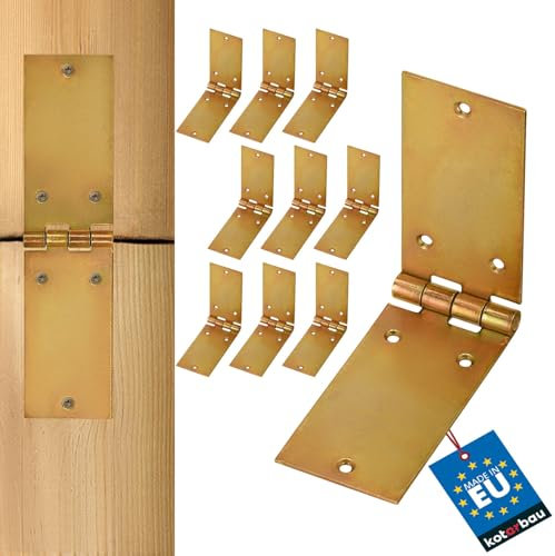 KOTARBAU® Kistenband 10 St. Scharnier Gerollte Tischband Möbelscharnier Gelb Verzinkt Torband Möbelband Türscharnier 2 Flügel Top-Qualität 200 x 50 mm