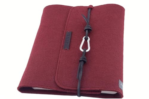Ringbuch Filz rot A5 Notizbuch Ringordner PERSONALISIERT Name Kalender Leder Geschenk Abschluss Schule Abitur Ausbildung Studium Karabiner lässig 2,2cm, 2 Ringe