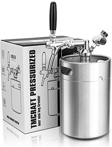 TMCRAFT 170oz Mini Keg Growler, Pressurized Stainless Steel Home Keg Kit System with Adjustable Faucet Keeps Fresh and Carbonation for Homebrew, Craft and Draft Beer