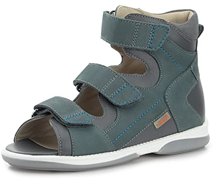 Memo Lukas Orthopedic Corrective Ankle Brace Sandal, Grey, 31 (13.5 M US Little Kid)