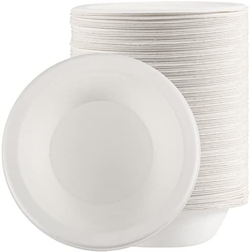 JOIKIT 250 Pack 350ml White Paper Bowls, 12oz Paper Bowls for Parties, Picnics and BBQ