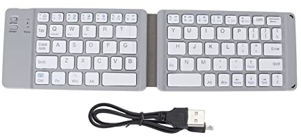 Goshyda Tastiera Pieghevole, Wireless BT3.0 Digitazione Rapida Silenzioso 120 mAh Mini Tastiera Portatile da Viaggio di Dimensioni Compatte, per Tablet, Laptop e Smartphone(Grigio)