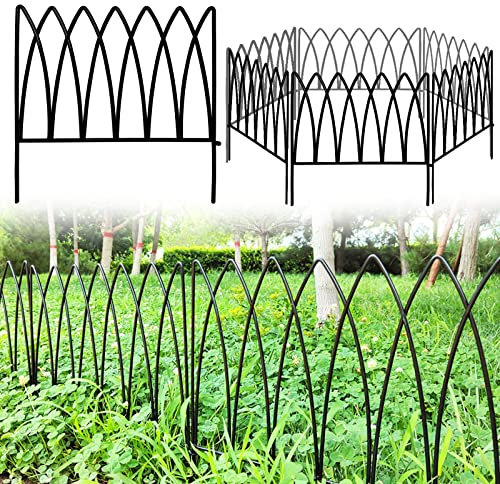 Thealyn Recinzione decorativa del giardino del metallo 45,7 x 45,7 cm (5 pannelli, lunghezza totale 8 piedi), recinzione pieghevole del bordo del metallo, recinzione del paesaggio per aiuole, alberi