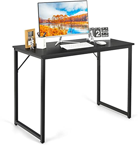 COSTWAY Escritorio para Ordenador 100 x 50 x 75cm, Mesa para Ordenador Portátil de Estilo Moderno y Sencillo para la Oficina, Acero, Fácil de Montar (Negro)