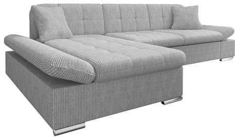 Mirjan24 Ecksofa Malwi Cord mit Regulierbare Armlehnen, L-Form Sofa mit Schlaffunktion und Bettkasten, Design Eckcouch, Wohnlandschaft, Couch (Poso 110, Seite: Links)